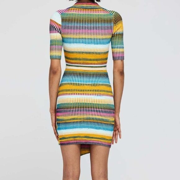 Simkhai NWT Solana Polo Mini Wrap Dress in Sunset Space Dye Size XS Short Sleeve - Picture 2 of 9